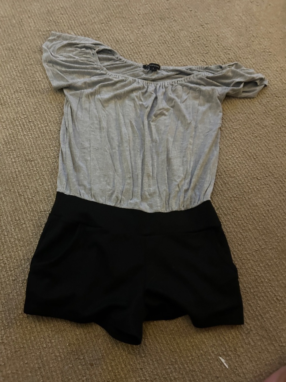 Forever 21 Light Gray and Black Women's Shorts Romper